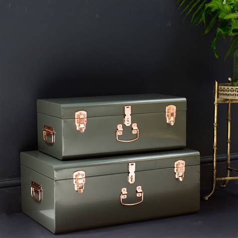 decorative metal trunk box|outdoor metal storage trunk.